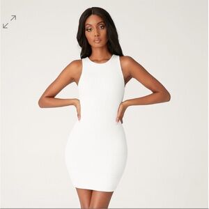 Meshki Pania Ribbed Sleeveless Mini Dress White Bodycon Stretch Sz XS NEW